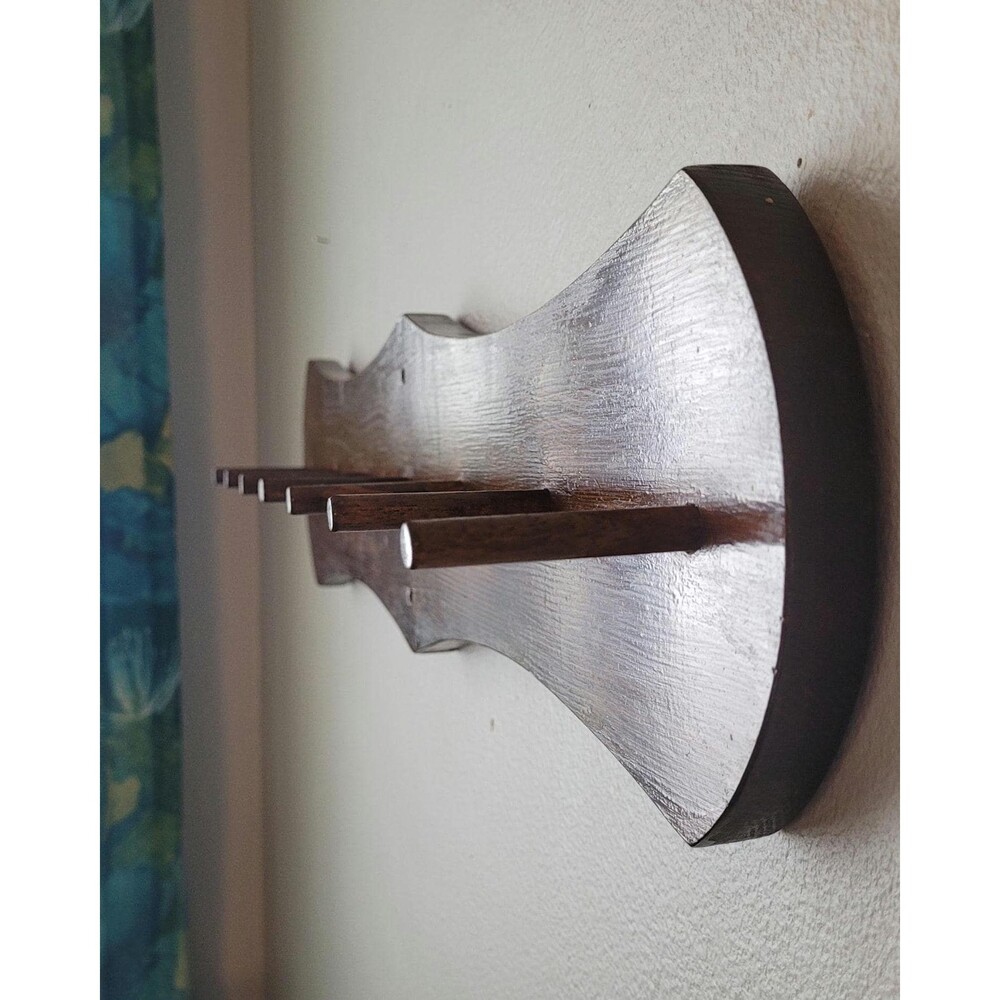 Vintage Wood Wall Rack: 7 Peg Hooks, 18-Inch Wide Coat Hat Organizer - Picture 5 of 9